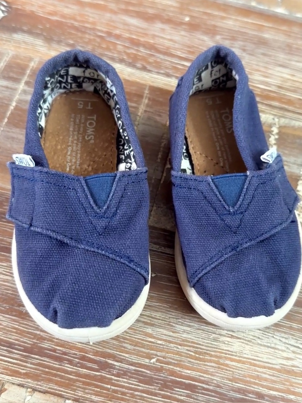 Toms Toddler Navy Blue Slip on Shoes Size T5